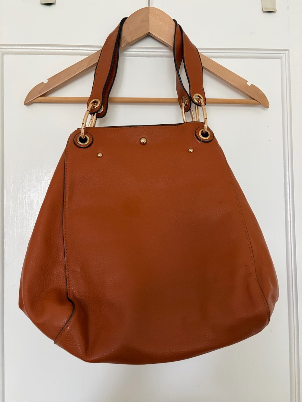 Leather Tote Handbag in Tan